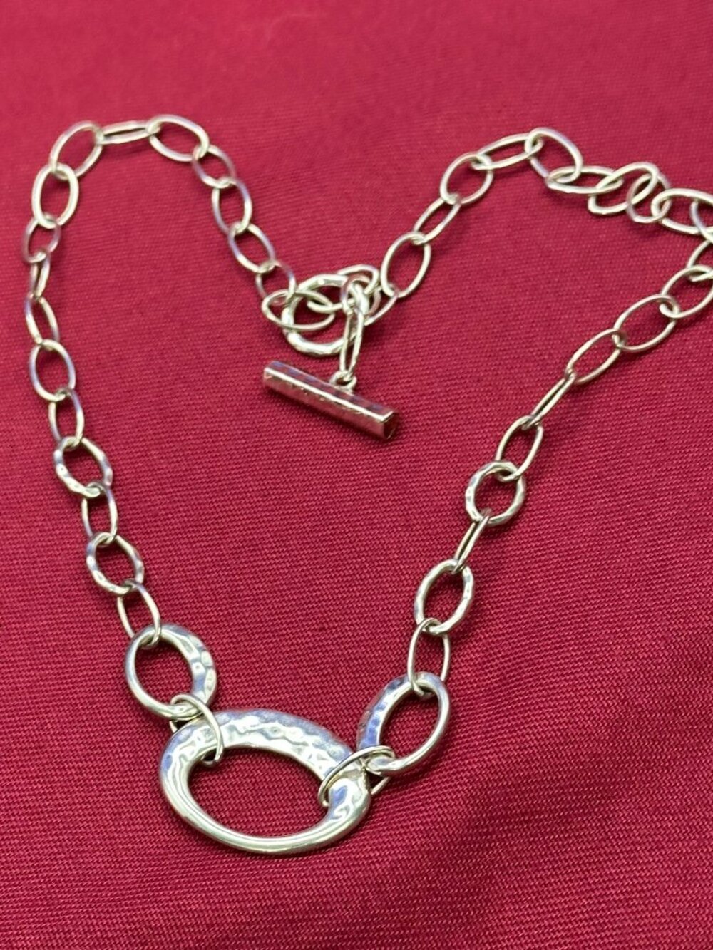 Judith Jack Sterling Silver Hammered Link Necklace